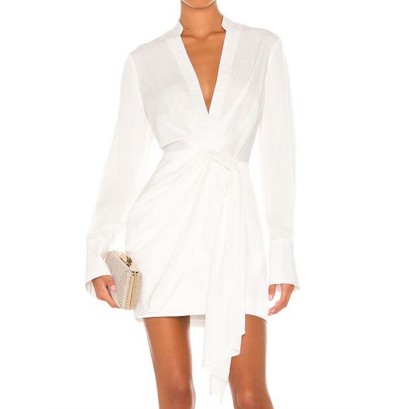 Significant Other Amalfi Dress Women's White Long Sleeve Short Mini Dress Bridal - Picture 1 of 11